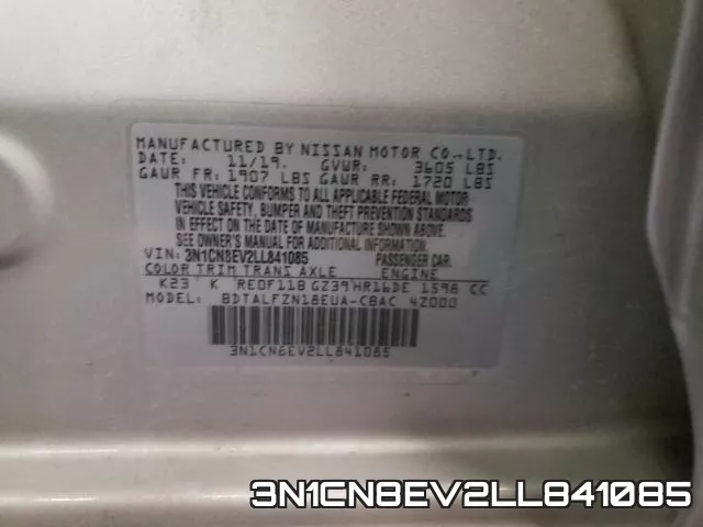 3N1CN8EV2LL841085 фото 2