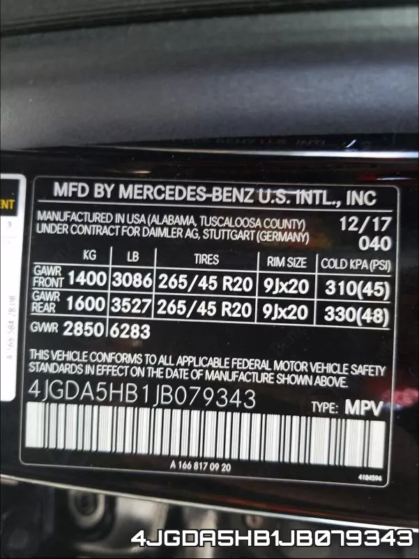 4JGDA5HB1JB079343 фото 2