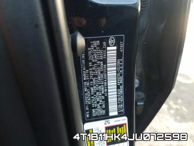 4T1B11HK4JU072598 фото 2
