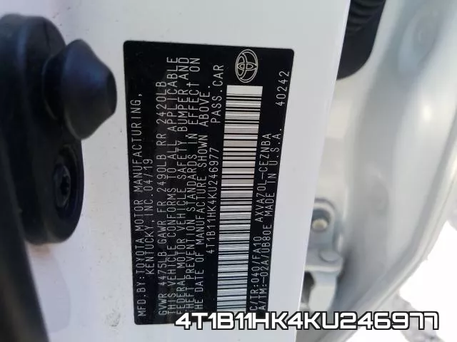 4T1B11HK4KU246977 фото 2
