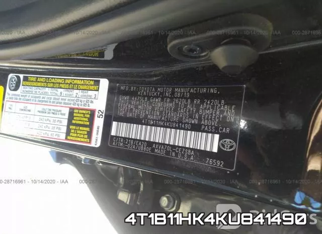 4T1B11HK4KU841490 фото 10