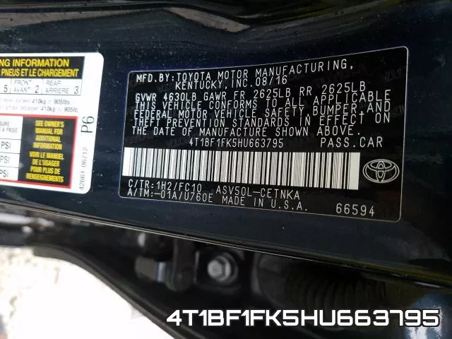 4T1BF1FK5HU663795 фото 2