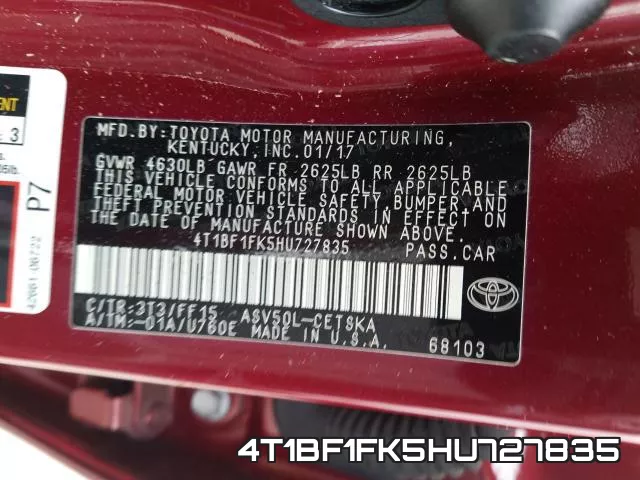 4T1BF1FK5HU727835 фото 2