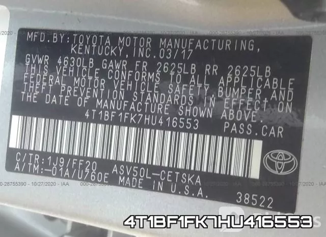 4T1BF1FK7HU416553 фото 9