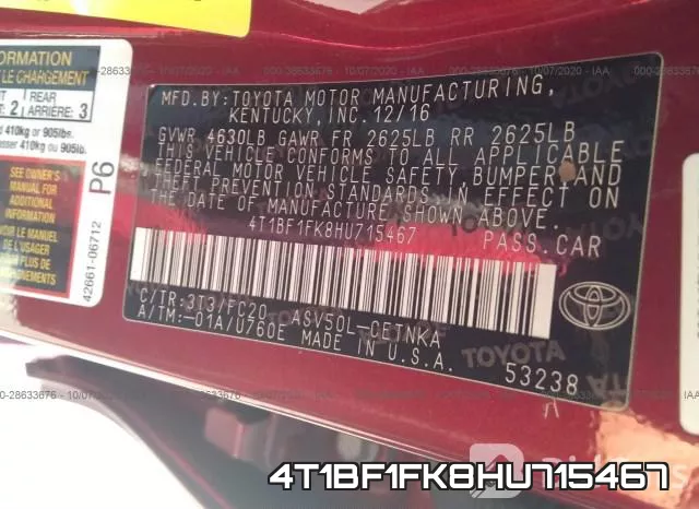 4T1BF1FK8HU715467 фото 8