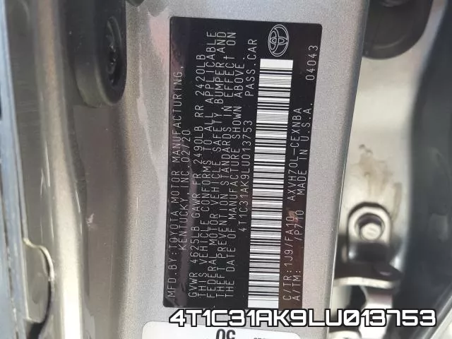 4T1C31AK9LU013753 фото 2