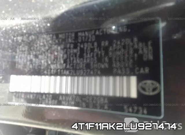4T1F11AK2LU927474 фото 10