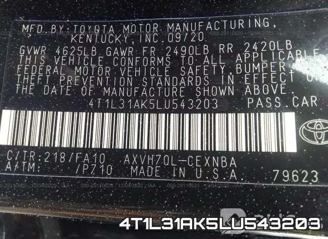 4T1L31AK5LU543203 фото 10