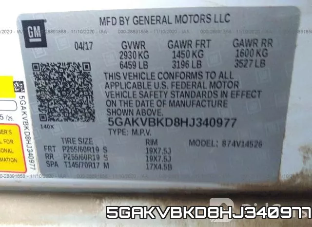 5GAKVBKD8HJ340977 фото 10