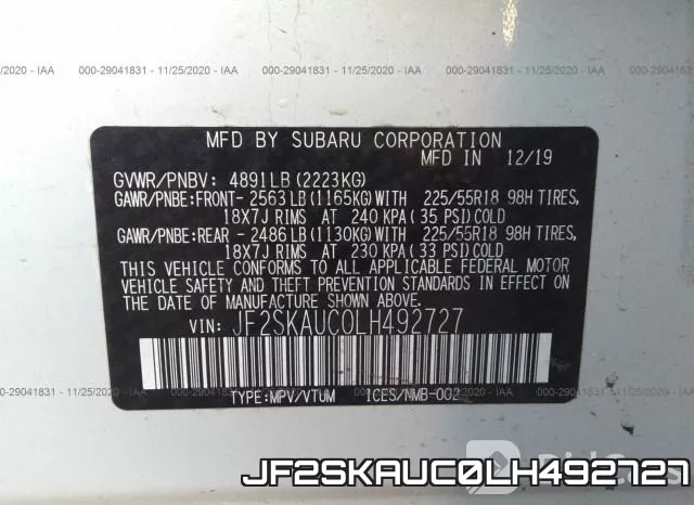 JF2SKAUC0LH492727 фото 10