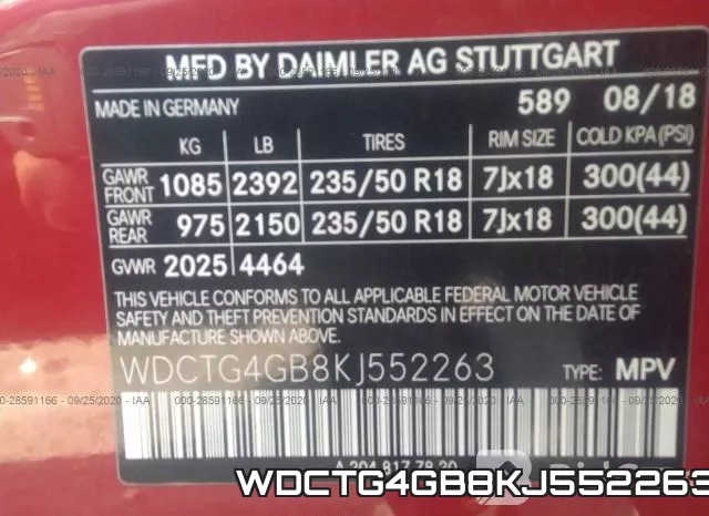 WDCTG4GB8KJ552263 фото 9