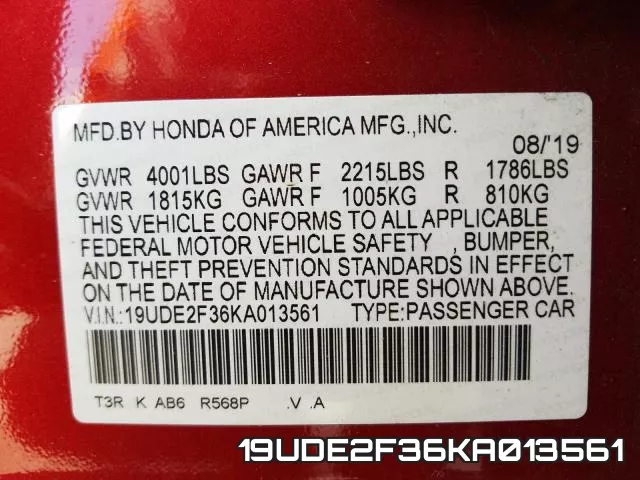 19UDE2F36KA013561 фото 2