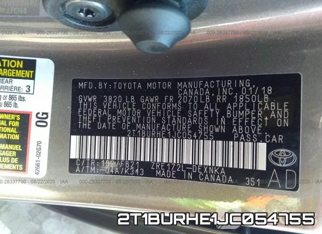 2T1BURHE1JC054755 фото 10