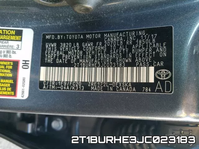 2T1BURHE3JC023183 фото 2