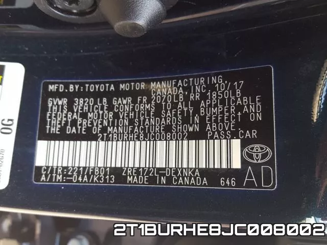 2T1BURHE8JC008002 фото 2