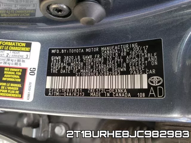 2T1BURHE8JC982983 фото 2