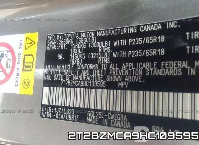 2T2BZMCA9HC109595 фото 10