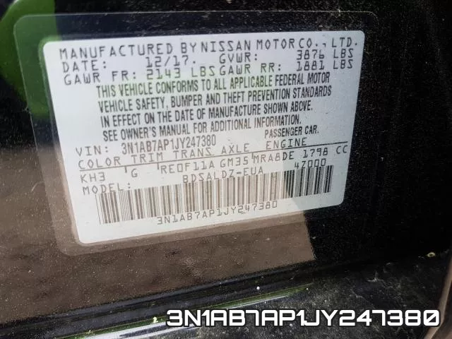 3N1AB7AP1JY247380 фото 2
