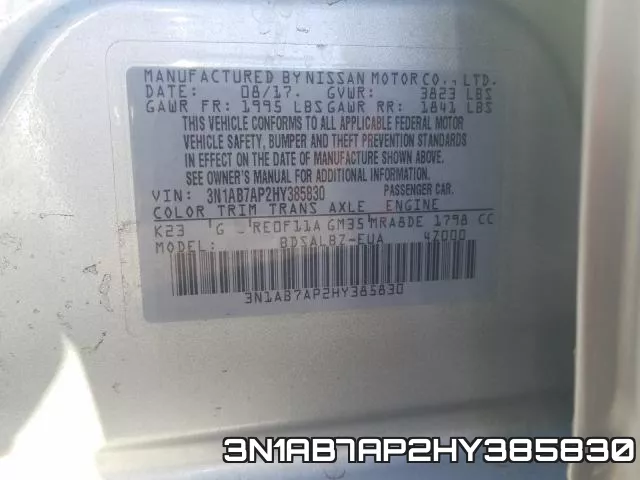 3N1AB7AP2HY385830 фото 2