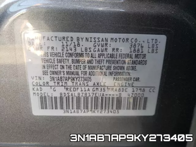 3N1AB7AP9KY273405 фото 2