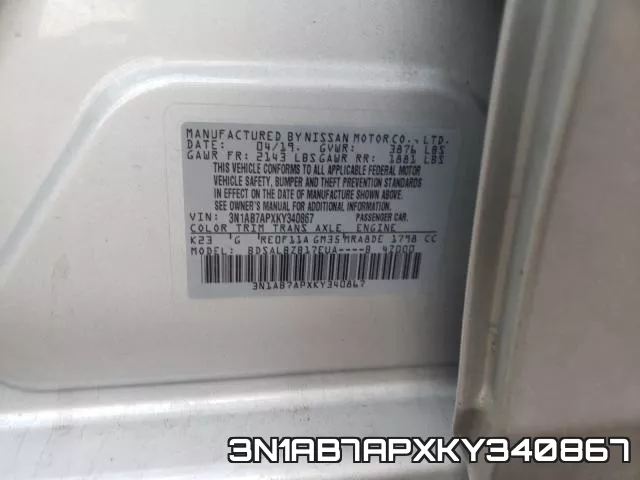 3N1AB7APXKY340867 фото 2
