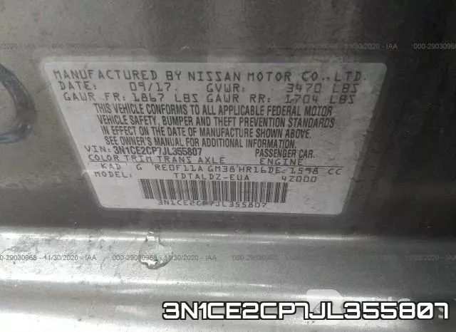 3N1CE2CP7JL355807 фото 8