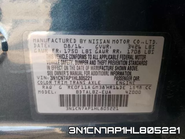 3N1CN7AP1HL805221 фото 2
