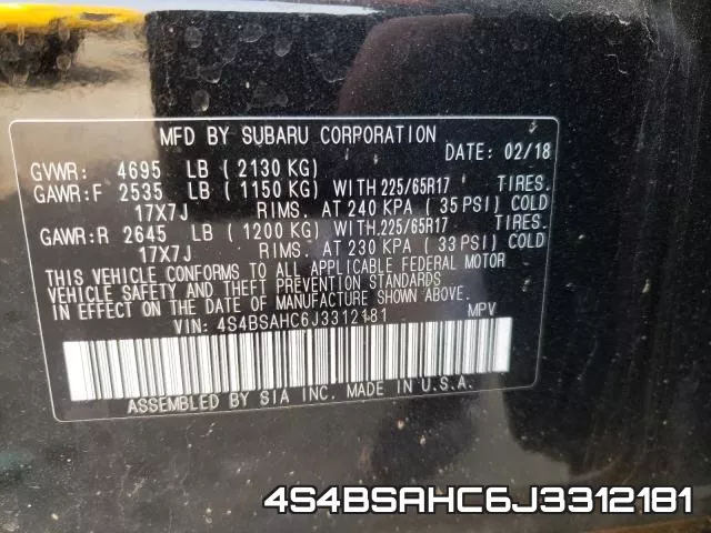 4S4BSAHC6J3312181 фото 2