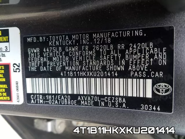 4T1B11HKXKU201414 фото 2