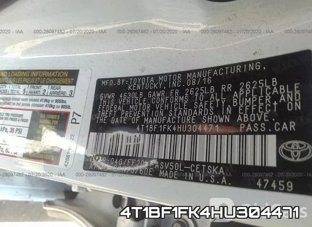 4T1BF1FK4HU304471 фото 9