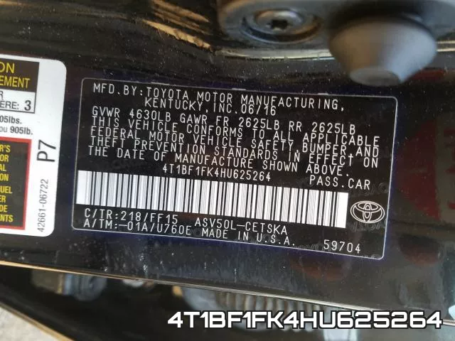 4T1BF1FK4HU625264 фото 2