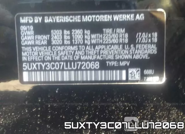 5UXTY3C07LLU72068 фото 9