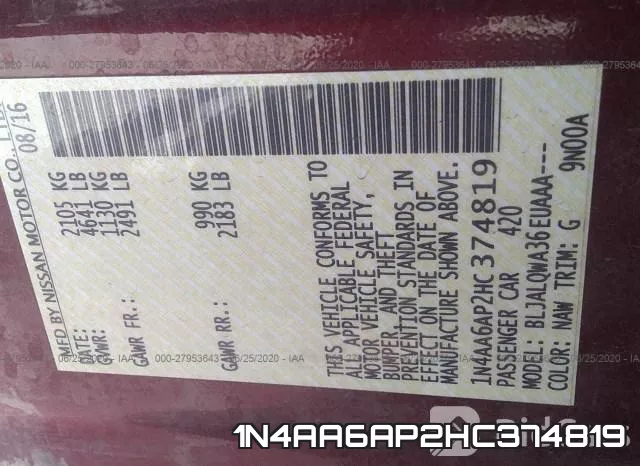 1N4AA6AP2HC374819 фото 7