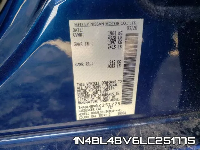 1N4BL4BV6LC251775 фото 2