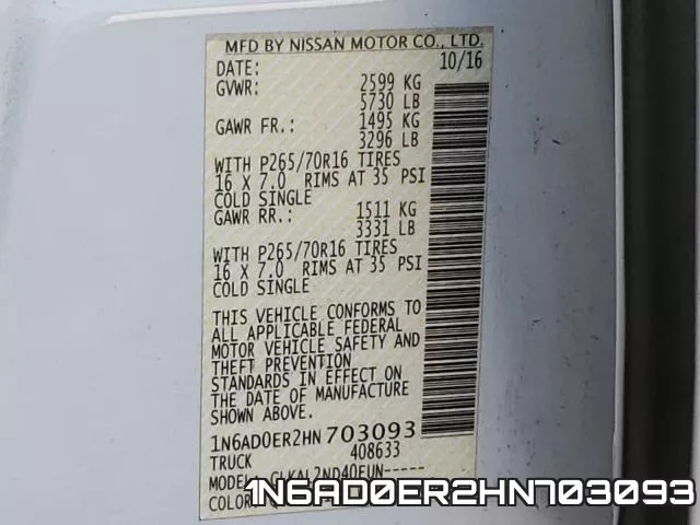1N6AD0ER2HN703093 фото 2