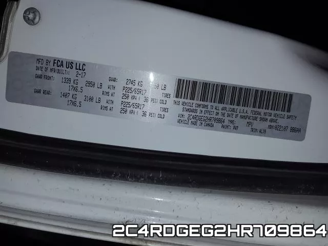 2C4RDGEG2HR709864 фото 2