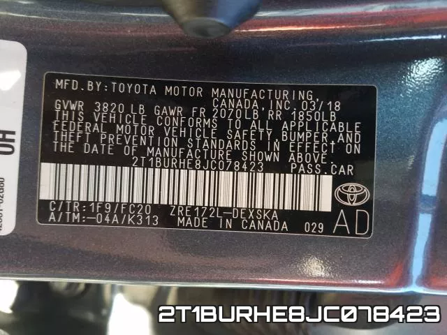 2T1BURHE8JC078423 фото 2
