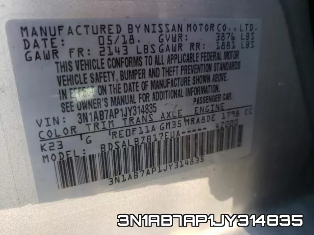 3N1AB7AP1JY314835 фото 2