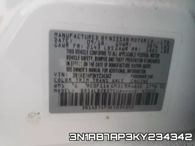 3N1AB7AP3KY234342 фото 2
