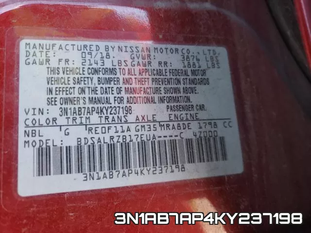 3N1AB7AP4KY237198 фото 2