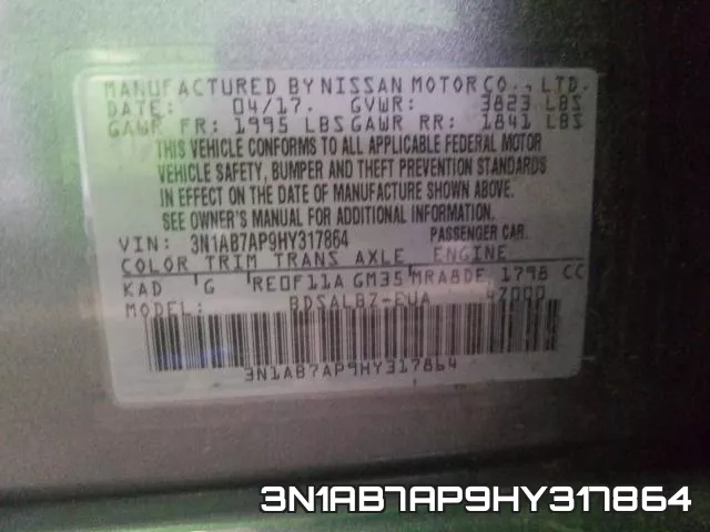 3N1AB7AP9HY317864 фото 2