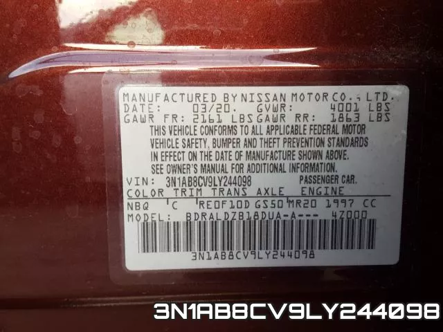 3N1AB8CV9LY244098 фото 2
