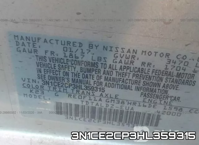 3N1CE2CP3HL359315 фото 6