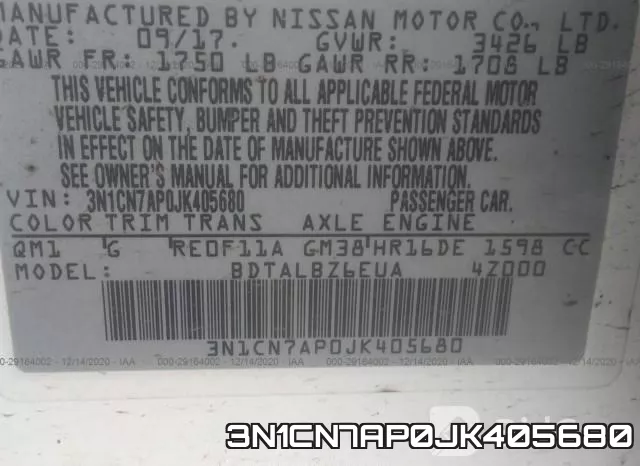 3N1CN7AP0JK405680 фото 9