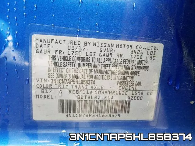 3N1CN7AP5HL858374 фото 2