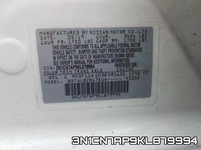 3N1CN7AP9KL879994 фото 2