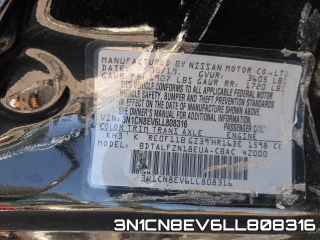 3N1CN8EV6LL808316 фото 2