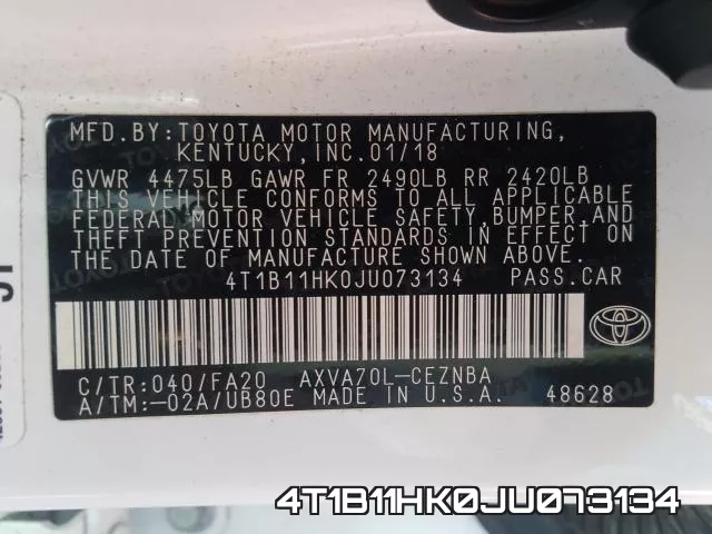 4T1B11HK0JU073134 фото 2