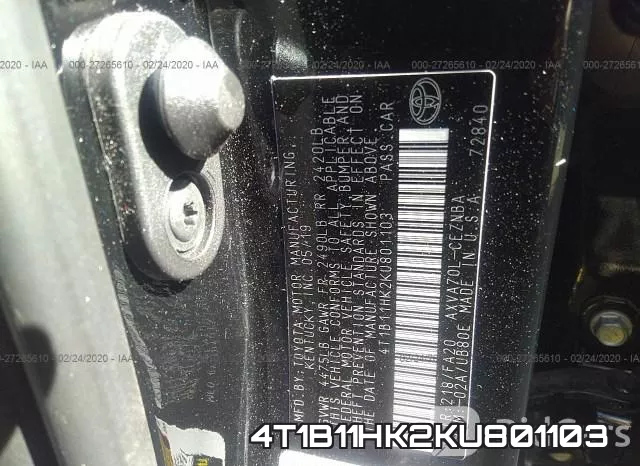 4T1B11HK2KU801103 фото 9
