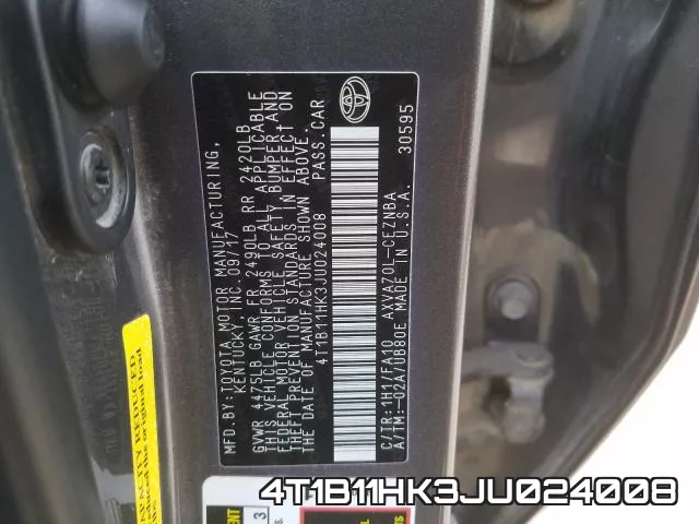 4T1B11HK3JU024008 фото 2